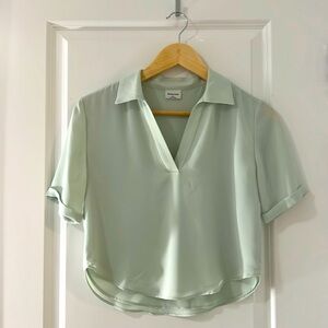 Aritzia Babaton Axis Blouse Shirt 2XS Green Aqua Essence